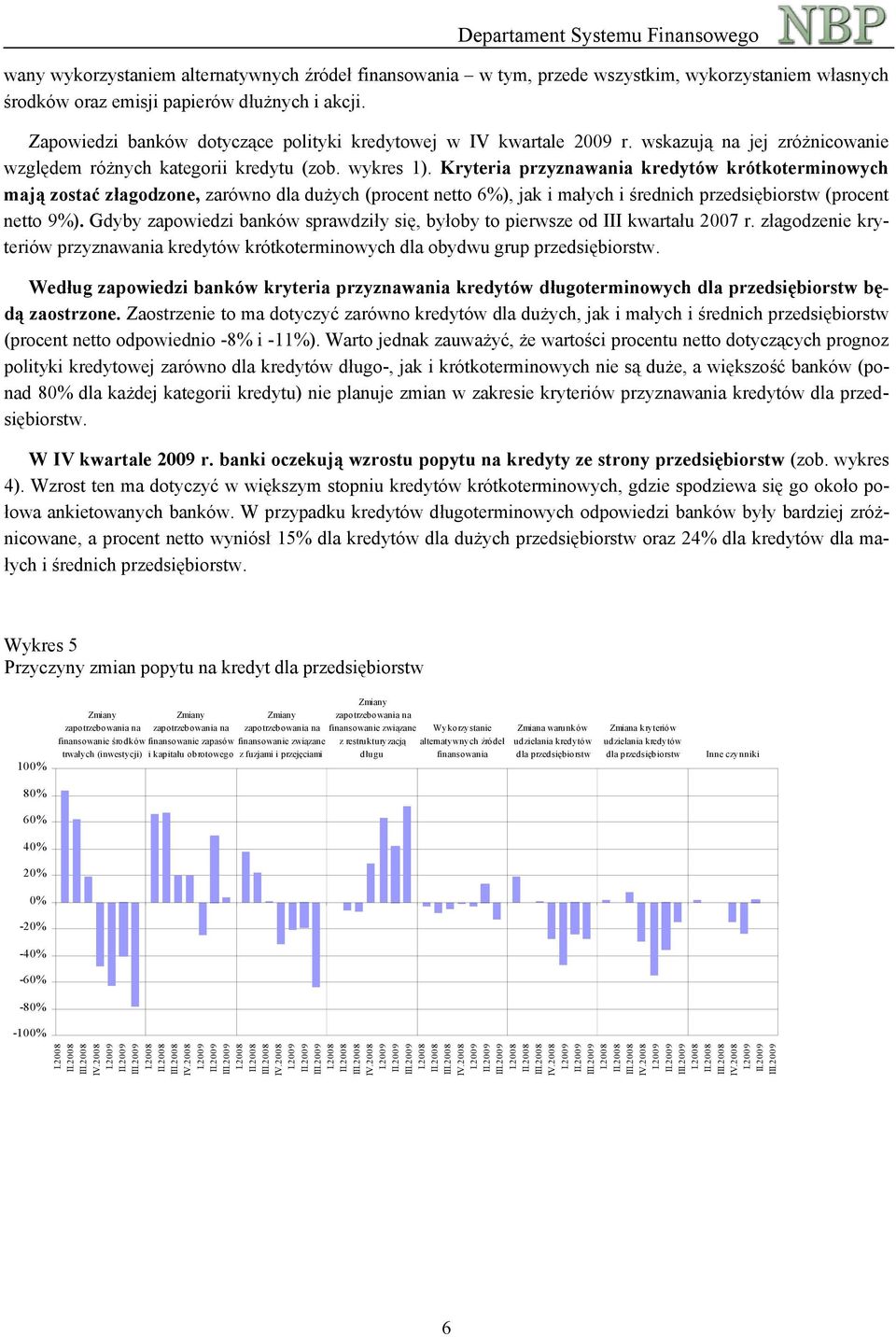 Kryteria przyznawania kredytów krótkoterminowych mają zostać złagodzone, zarówno dla dużych (procent netto 6%), jak i małych i średnich przedsiębiorstw (procent netto 9%).