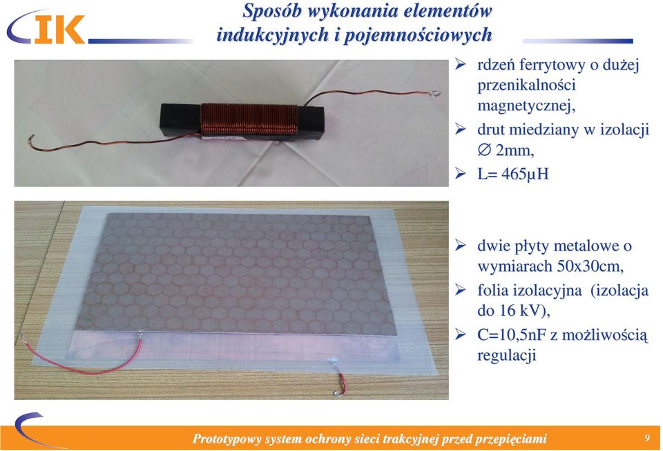 izolacji 2mm, L= 465µ H dwie płyty metalowe o wymiarach 50x30cm,