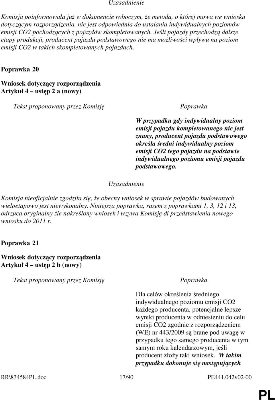 20 Artykuł 4 ustęp 2 a (nowy) W przypadku gdy indywidualny poziom emisji pojazdu kompletowanego nie jest znany, producent pojazdu podstawowego określa średni indywidualny poziom emisji CO2 tego