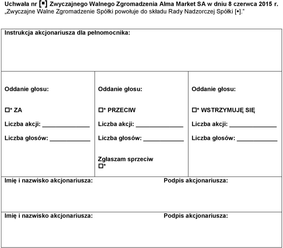 powołuje do składu Rady