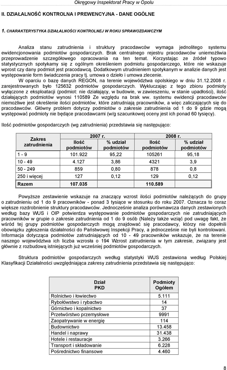 Brak centralnego rejestru pracodawców uniemożliwia przeprowadzenie szczegółowego opracowania na ten temat.