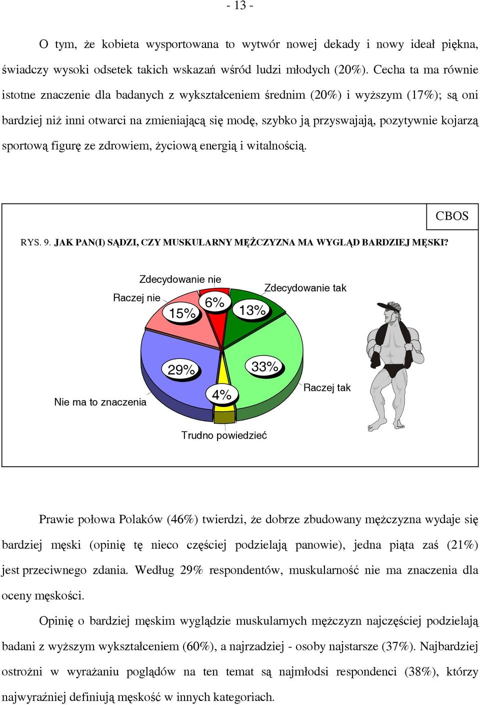 sportową figurę ze zdrowiem, życiową energią i witalnością. RYS. 9. JAK PAN(I) SĄDZI, CZY MUSKULARNY MĘŻCZYZNA MA WYGLĄD BARDZIEJ MĘSKI?