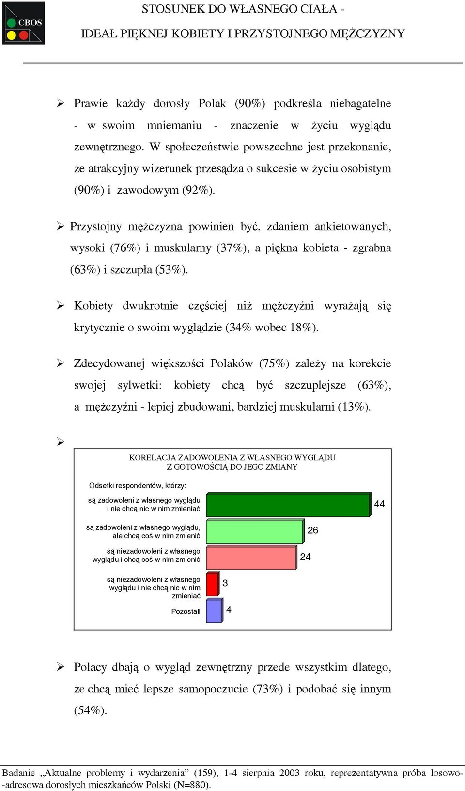 Przystojny mężczyzna powinien być, zdaniem ankietowanych, wysoki (76%) i muskularny (37%), a piękna kobieta - zgrabna (63%) i szczupła (53%).