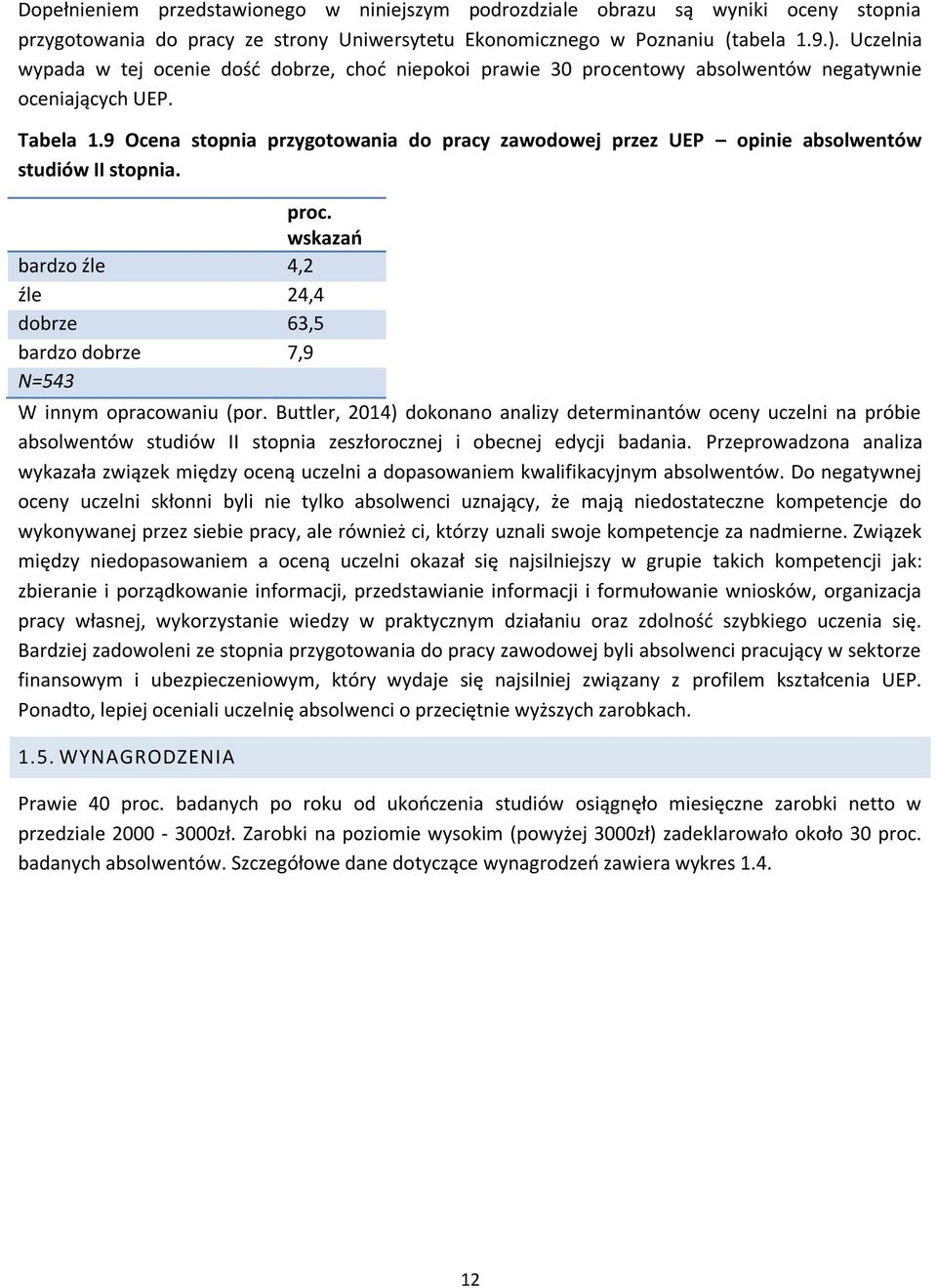 9 Ocena stopnia przygotowania do pracy zawodowej przez UEP opinie absolwentów studiów II stopnia. proc. wskazań bardzo źle 4,2 źle 24,4 dobrze 63,5 bardzo dobrze 7,9 N=543 W innym opracowaniu (por.