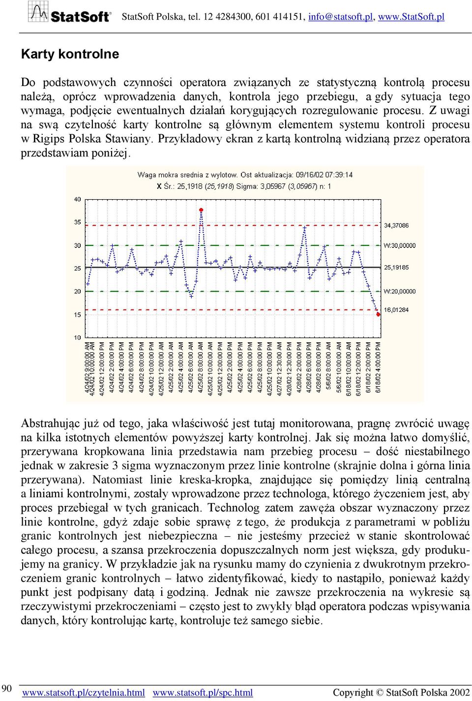 Przykładowy ekran z kartą kontrolną widzianą przez operatora przedstawiam poniżej.