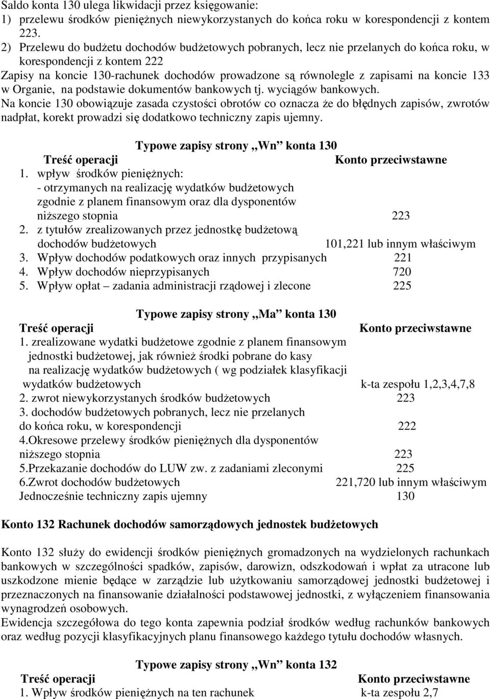 koncie 133 w Organie, na podstawie dokumentów bankowych tj. wyciągów bankowych.