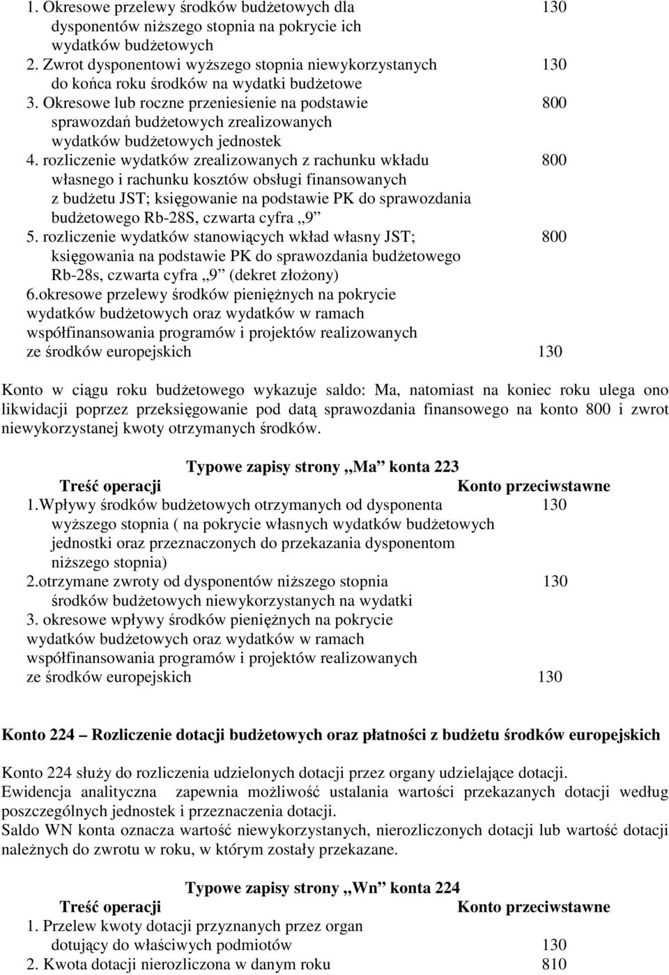 Okresowe lub roczne przeniesienie na podstawie 800 sprawozdań budżetowych zrealizowanych wydatków budżetowych jednostek 4.