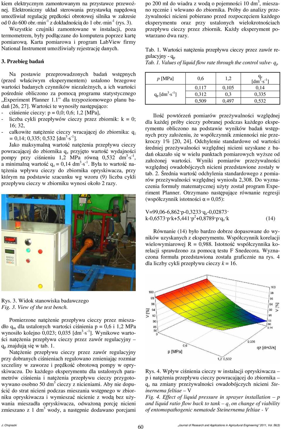 Karta pomiarowa i program LabView firmy National Instrument umożliwiały rejestrację danych. 3.