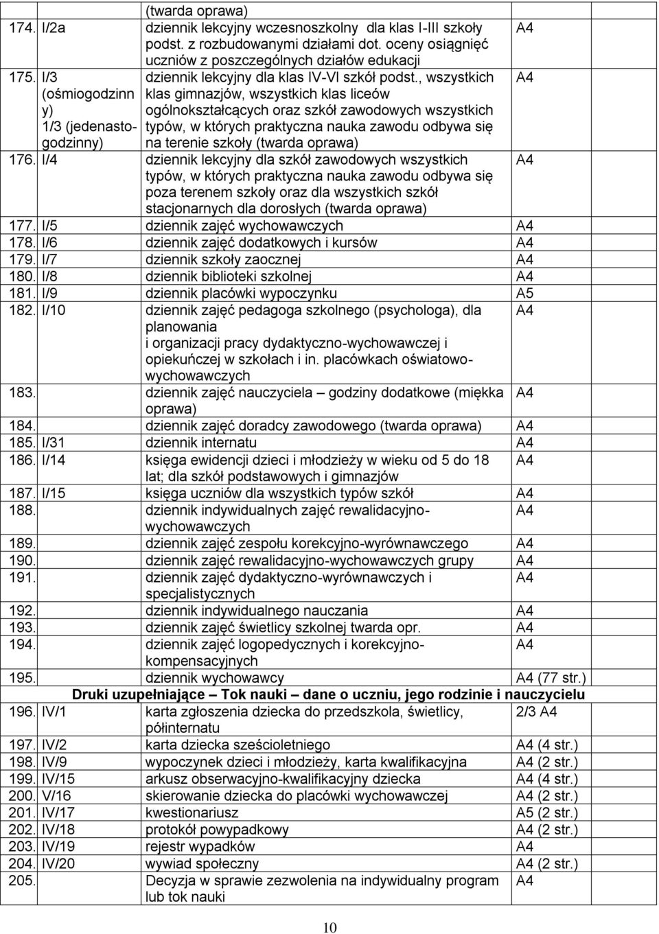 , wszystkich klas gimnazjów, wszystkich klas liceów ogólnokształcących oraz szkół zawodowych wszystkich typów, w których praktyczna nauka zawodu odbywa się na terenie szkoły (twarda oprawa) 176.