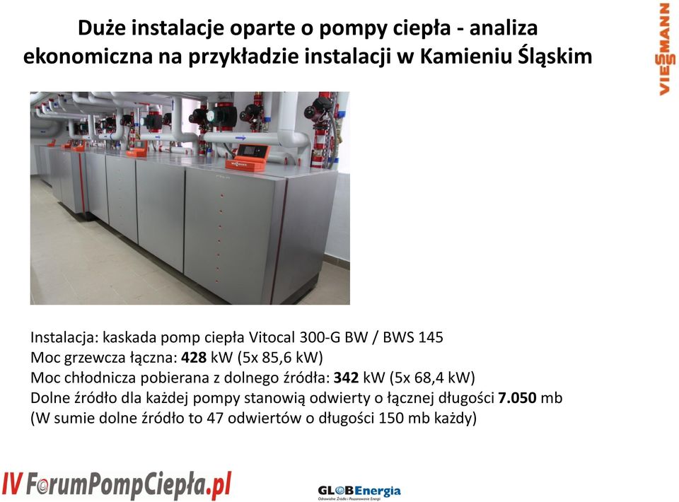 kw (5x 68,4 kw) Dolne źródło dla każdej pompy stanowią odwierty o łącznej