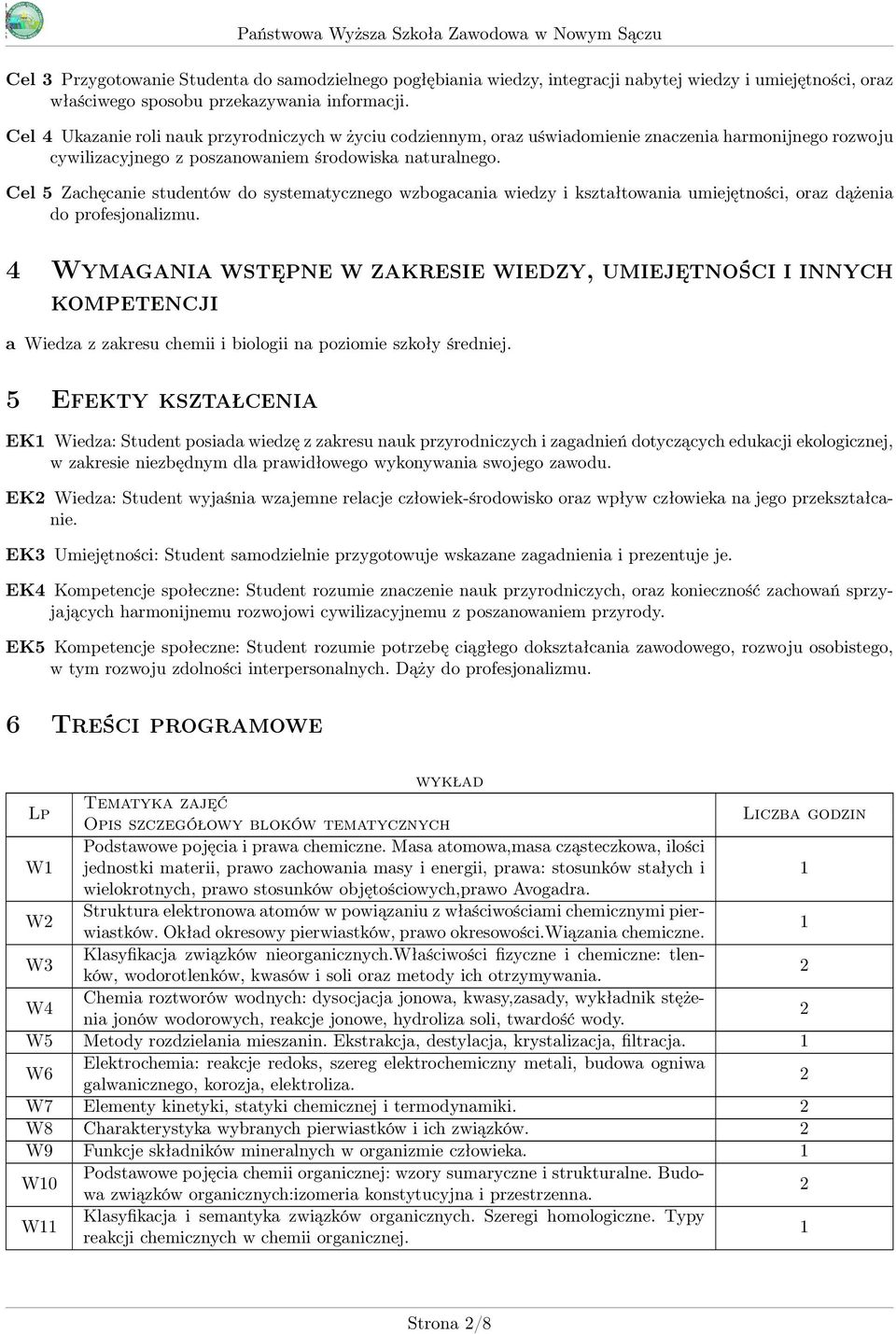 Cel 5 Zachęcanie studentów do systematycznego wzbogacania wiedzy i kształtowania umiejętności, oraz dążenia do profesjonalizmu.