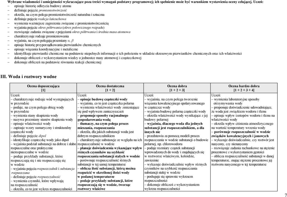 ważniejsze zagrożenia związane z promieniotwórczością - wyjaśnia pojęcie okres półtrwania (okres połowicznego rozpadu) - rozwiązuje zadania związane z pojęciami okres półtrwania i średnia masa