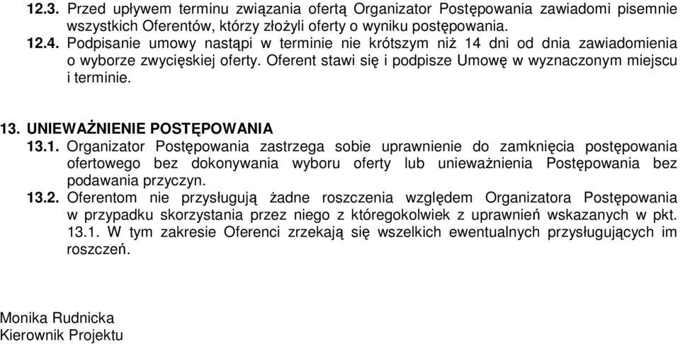 UNIEWAŻNIENIE POSTĘPOWANIA 13