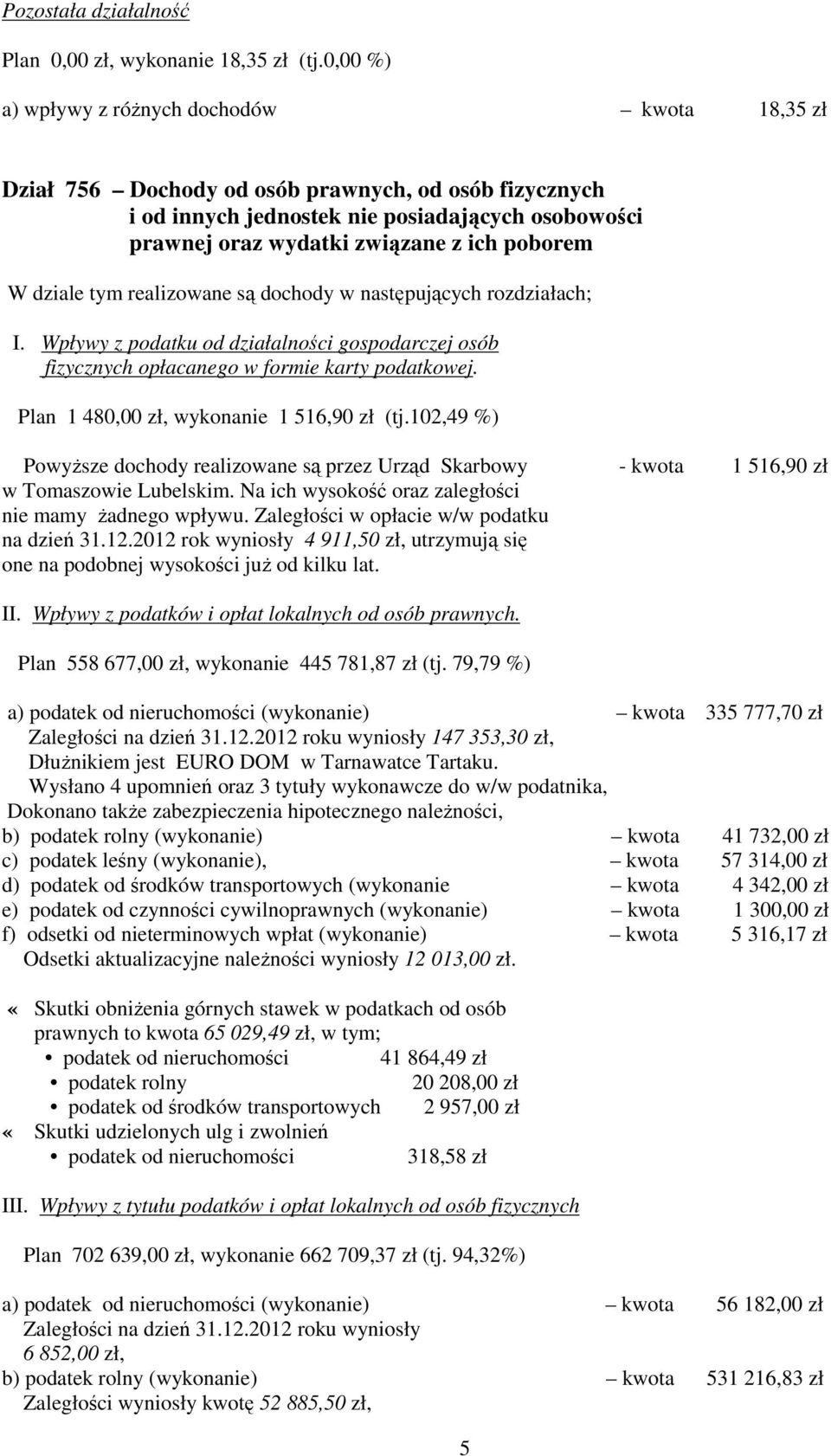 poborem W dziale tym realizowane są dochody w następujących rozdziałach; I. Wpływy z podatku od działalności gospodarczej osób fizycznych opłacanego w formie karty podatkowej.