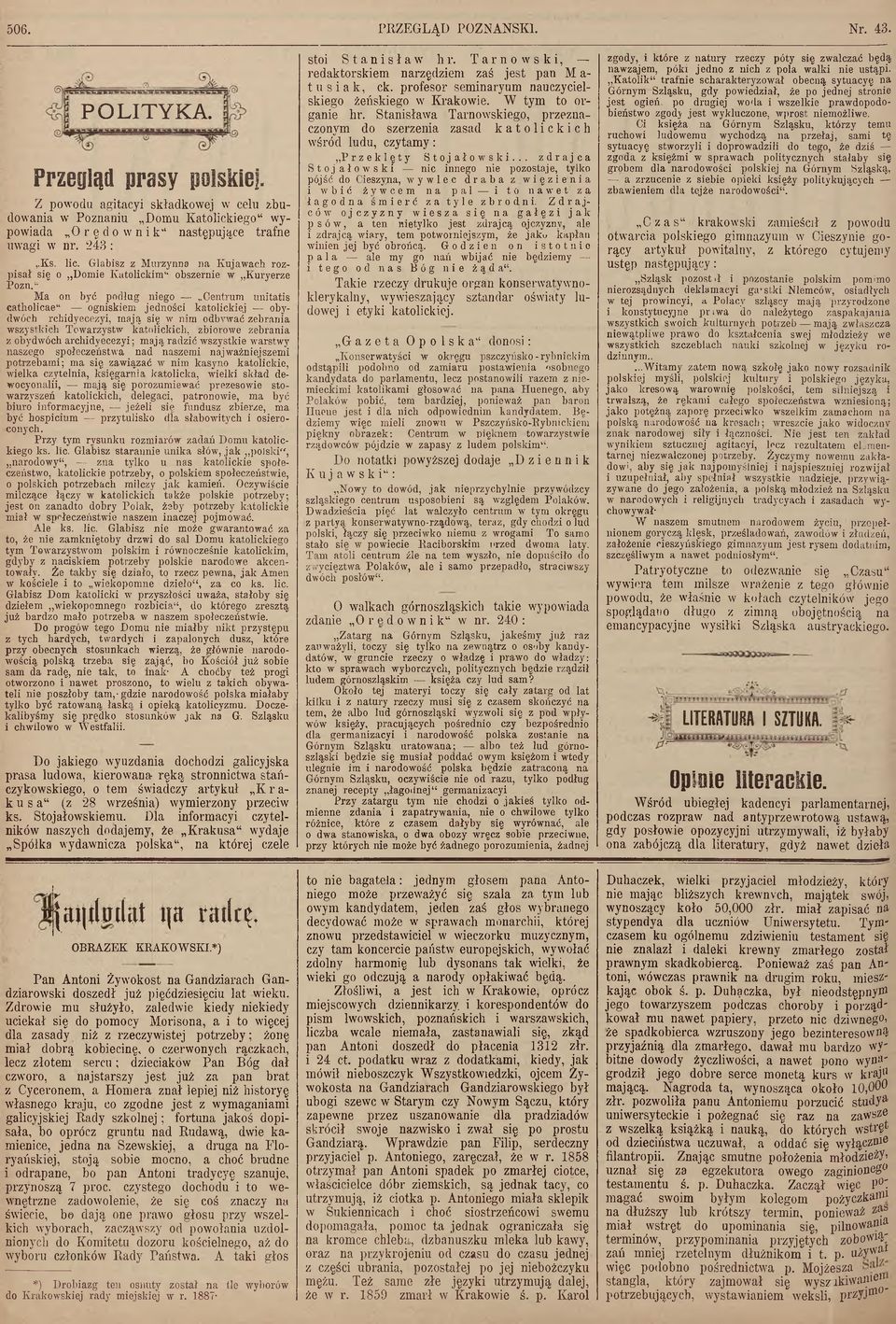 2 4 3 : Ks. lic. Glabisz z Murzynna na Kujawach rozpisał się o Domie Katolickim" obszernie w Kuryerze Pozn.