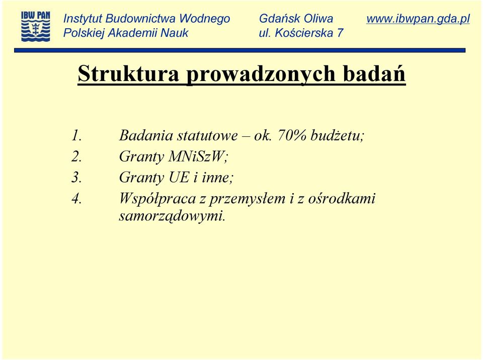 Granty MNiSzW; 3. Granty UE i inne; 4.