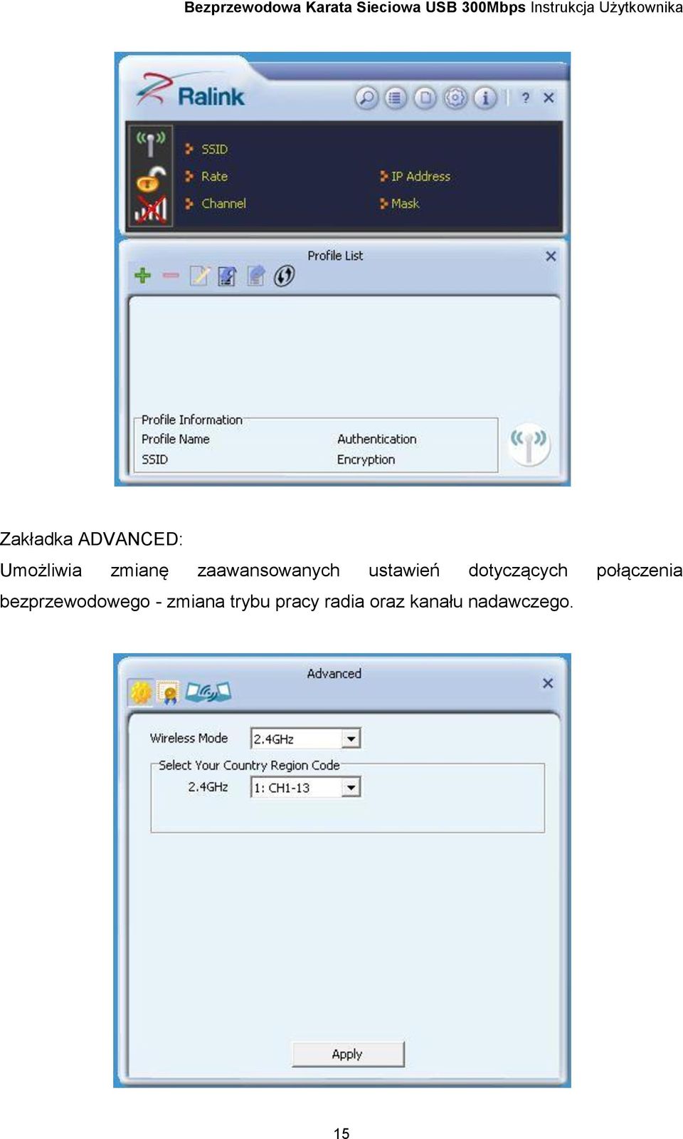 połączenia bezprzewodowego - zmiana