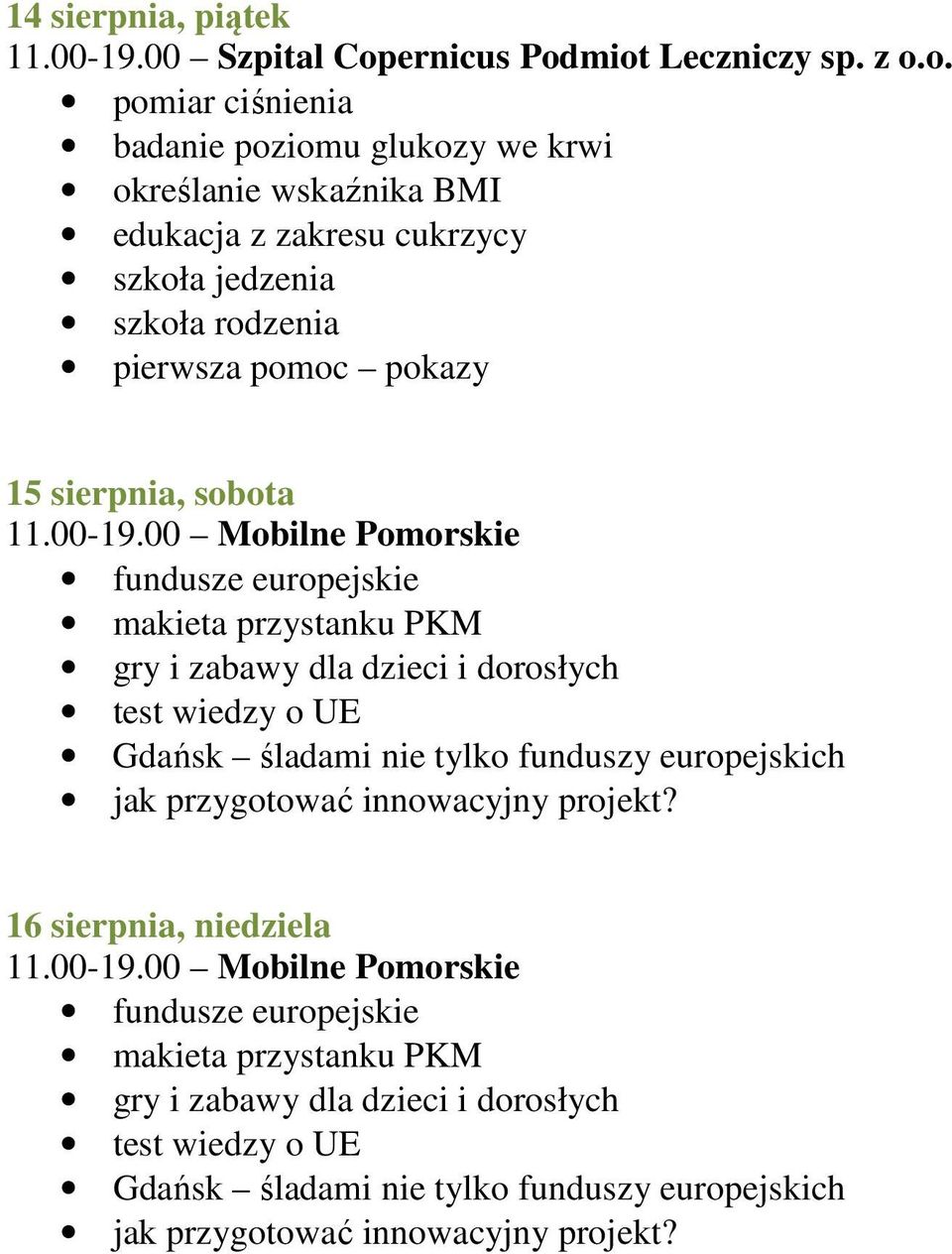 miot Leczniczy sp. z o.o. pomiar ciśnienia badanie poziomu glukozy we krwi określanie wskaźnika BMI edukacja z zakresu cukrzycy szkoła jedzenia szkoła