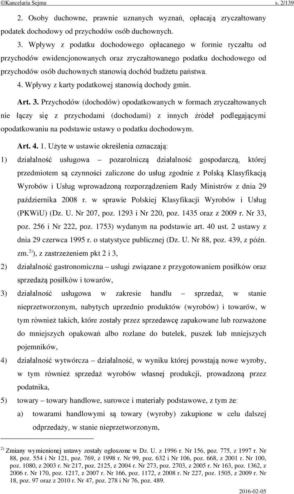 Wpływy z karty podatkowej stanowią dochody gmin. Art. 3.