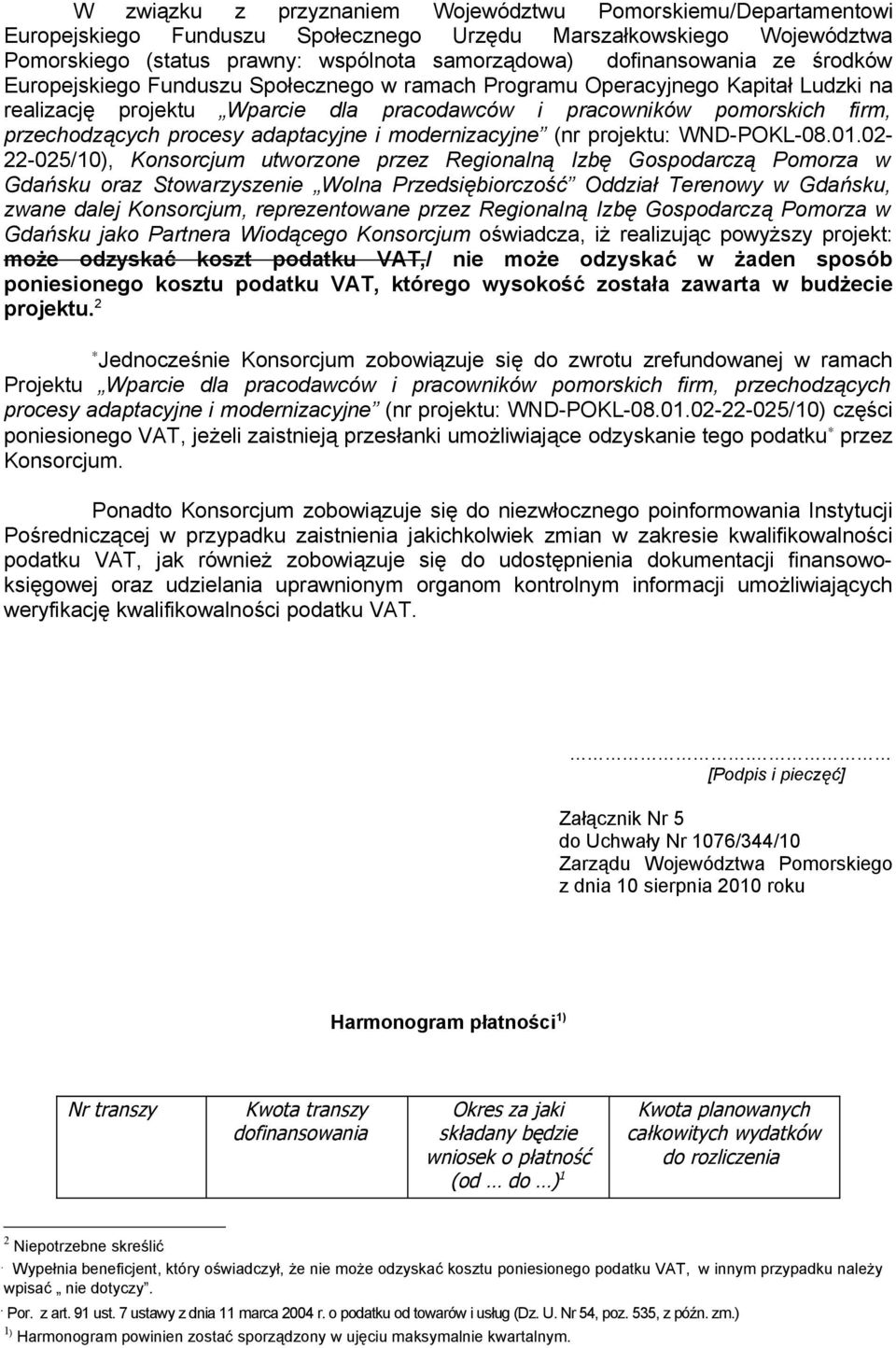 adaptacyjne i modernizacyjne (nr projektu: WND-POKL-08.01.