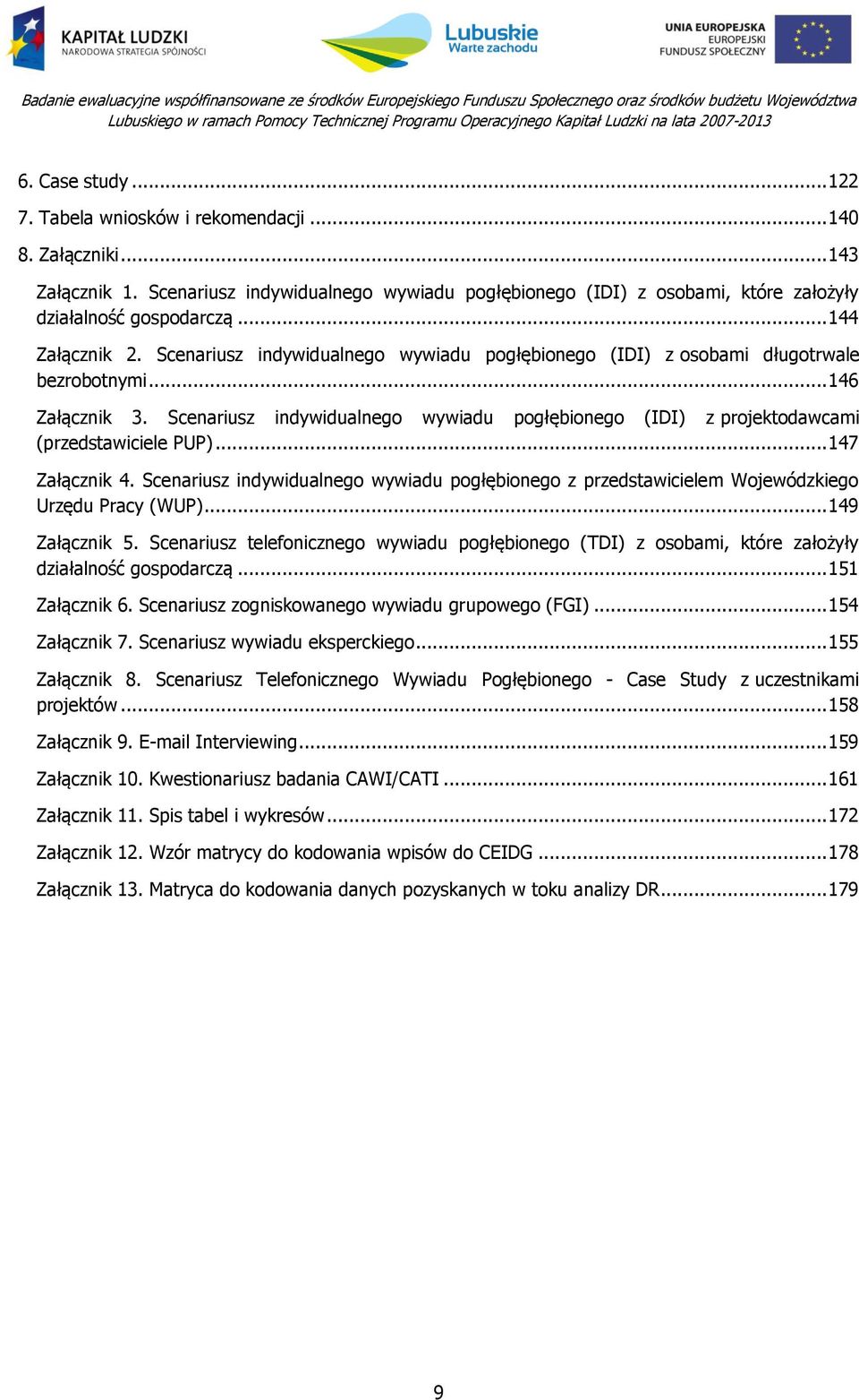 Scenariusz indywidualnego wywiadu pogłębionego (IDI) z projektodawcami (przedstawiciele PUP)... 147 Załącznik 4.