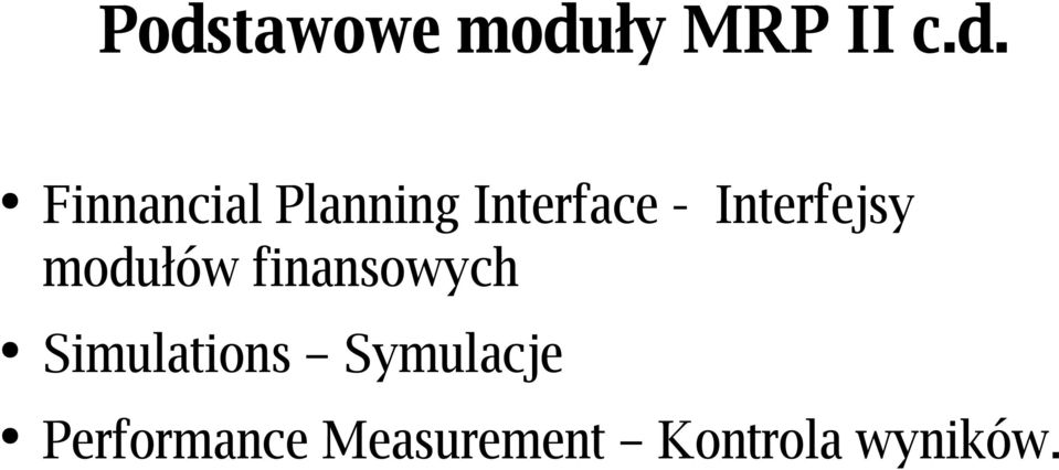 Interfejsy modułów finansowych