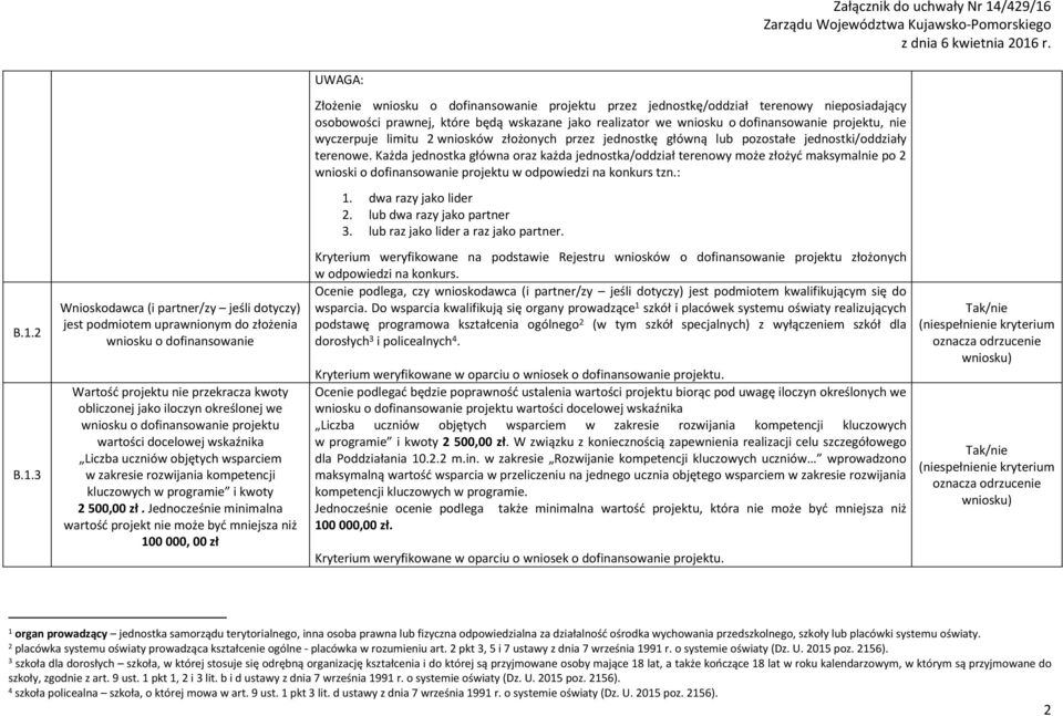 Każda jednostka główna oraz każda jednostka/oddział terenowy może złożyć maksymalnie po 2 wnioski o dofinansowanie projektu w odpowiedzi na konkurs tzn.: 1. dwa razy jako lider 2.