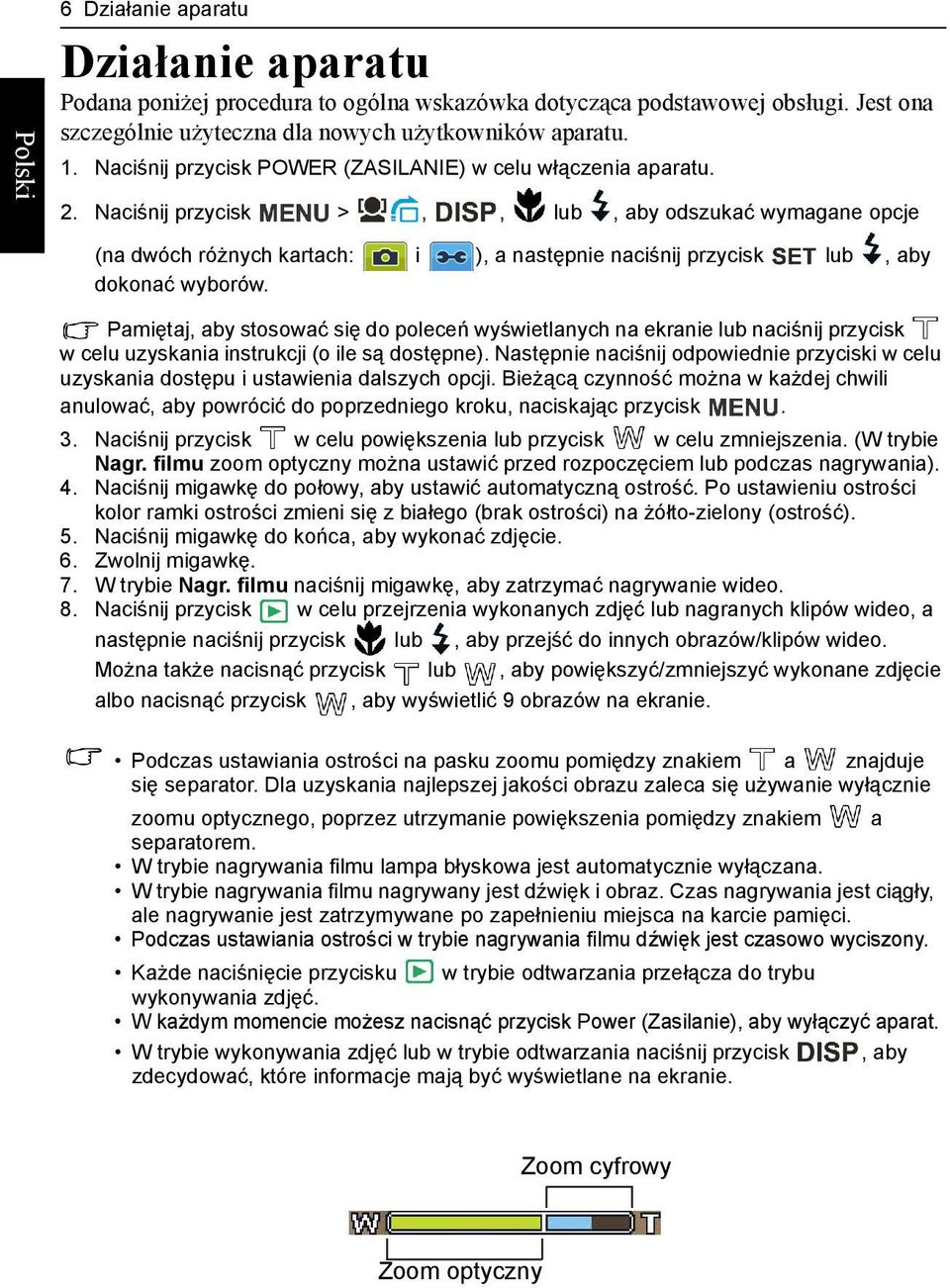 Naciśnij przycisk >,, lub, aby odszukać wymagane opcje (na dwóch różnych kartach: i ), a następnie naciśnij przycisk lub, aby dokonać wyborów.