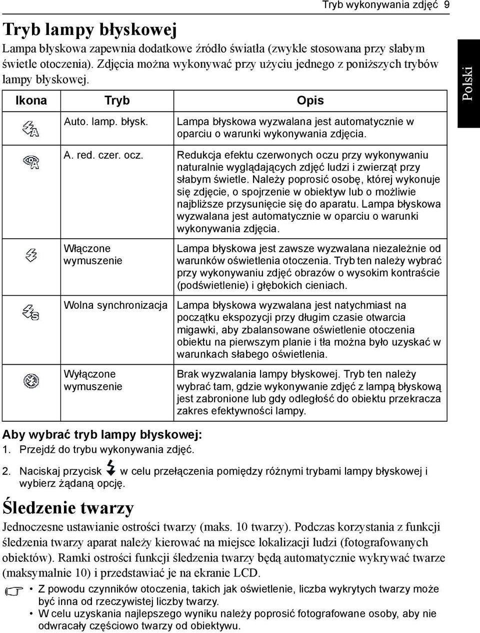 A. red. czer. ocz. Redukcja efektu czerwonych oczu przy wykonywaniu naturalnie wyglądających zdjęć ludzi i zwierząt przy słabym świetle.