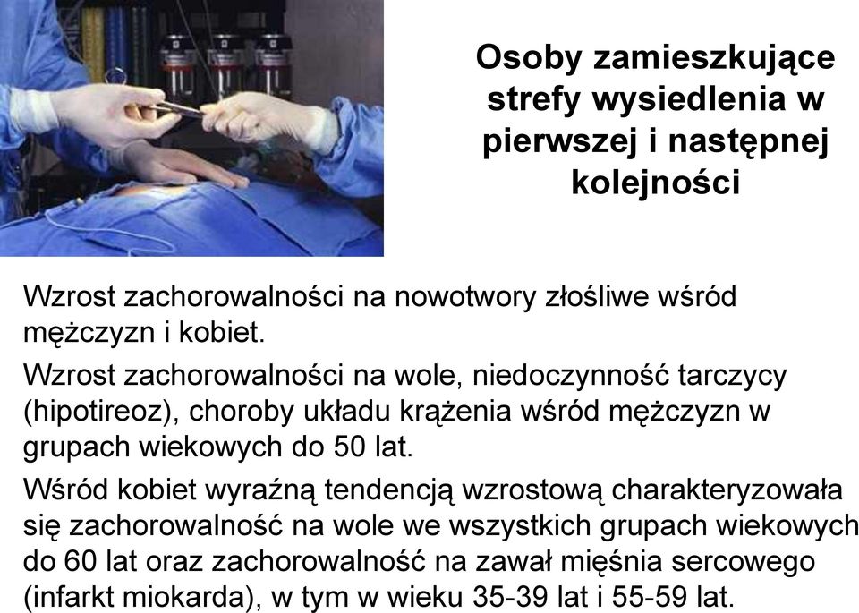 Wzrost zachorowalności na wole, niedoczynność tarczycy (hipotireoz), choroby układu krążenia wśród mężczyzn w grupach wiekowych