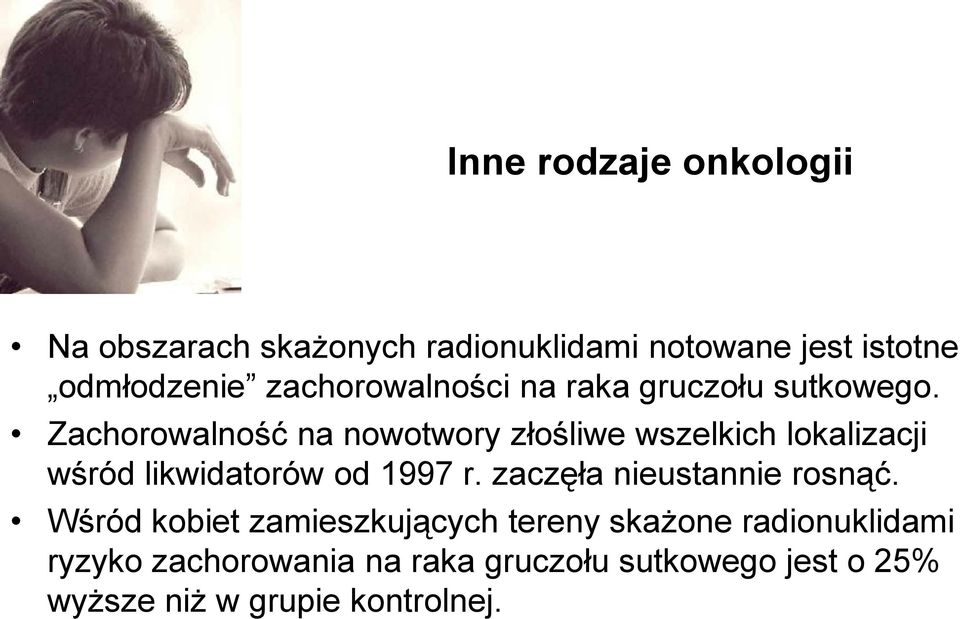 Zachorowalność na nowotwory złośliwe wszelkich lokalizacji wśród likwidatorów od 1997 r.