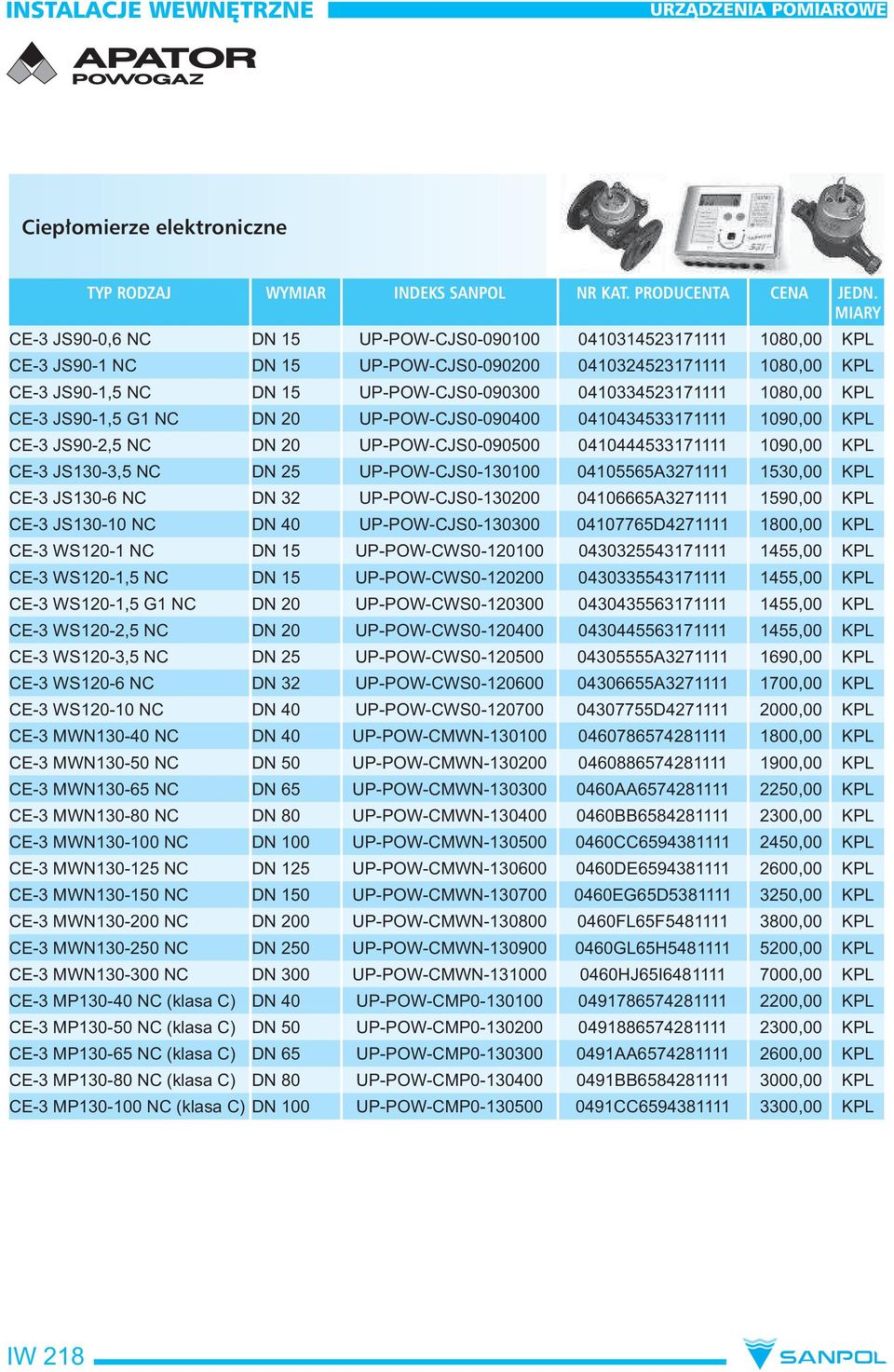 JS130-3,5 NC DN 25 UP-POW-CJS0-130100 04105565A3271111 1530,00 KPL CE-3 JS130-6 NC DN 32 UP-POW-CJS0-130200 04106665A3271111 1590,00 KPL CE-3 JS130-10 NC DN 40 UP-POW-CJS0-130300 04107765D4271111