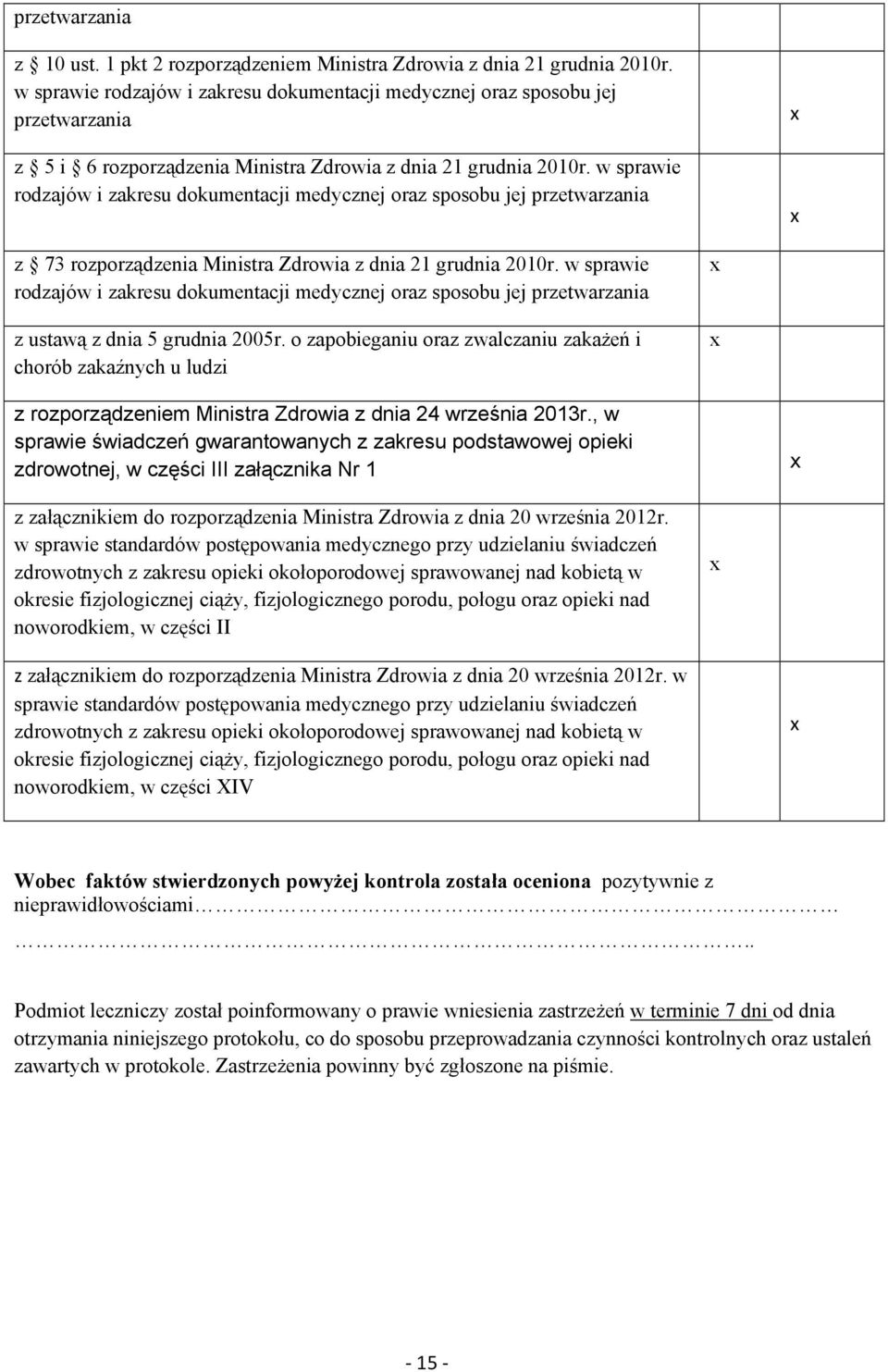 w sprawie rodzajów i zakresu dokumentacji medycznej oraz sposobu jej przetwarzania z 73 rozporządzenia Ministra Zdrowia z dnia 21 grudnia 2010r.