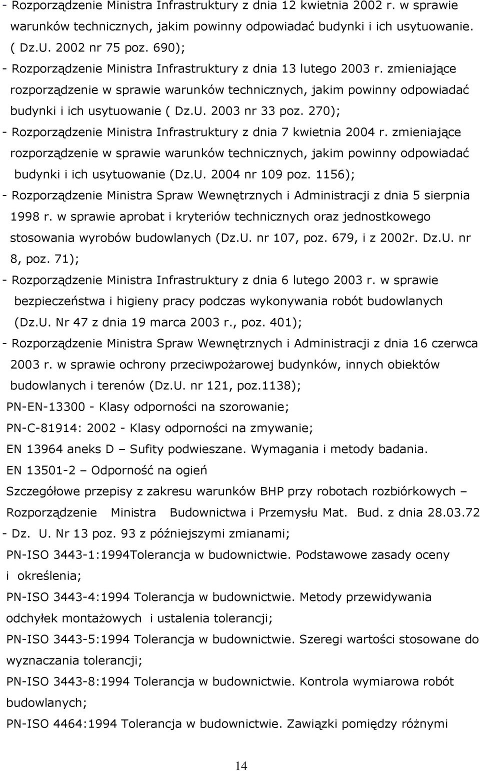 2003 nr 33 poz. 270); - Rozporządzenie Ministra Infrastruktury z dnia 7 kwietnia 2004 r.