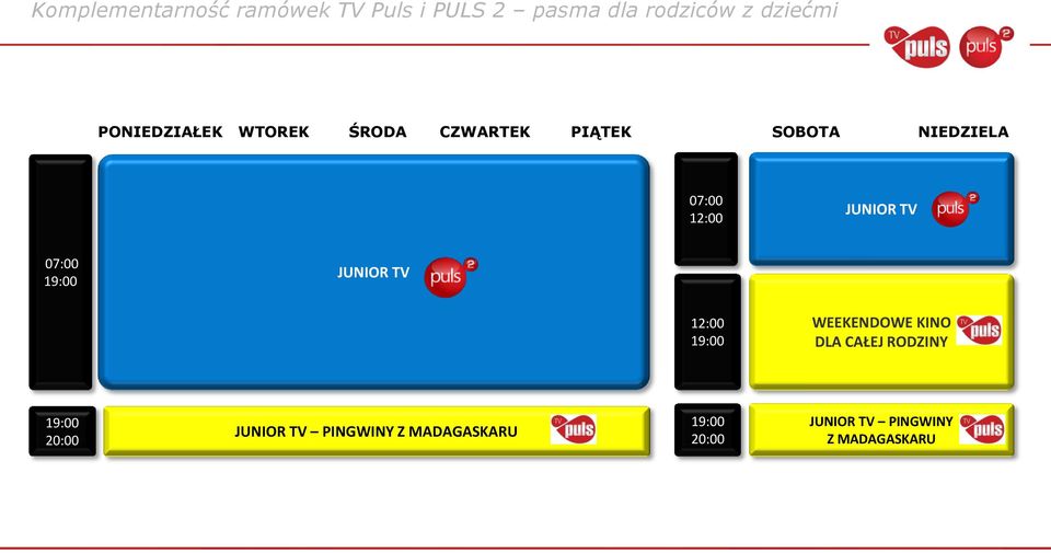 TV 07:00 19:00 JUNIOR TV 12:00 19:00 WEEKENDOWE KINO DLA CAŁEJ RODZINY 19:00