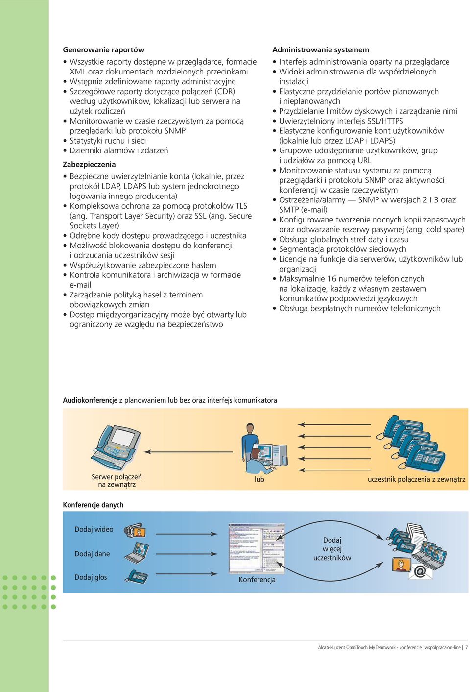 alarmów i zdarzeń Zabezpieczenia Bezpieczne uwierzytelnianie konta (lokalnie, przez protokół LDAP, LDAPS lub system jednokrotnego logowania innego producenta) Kompleksowa ochrona za pomocą protokołów