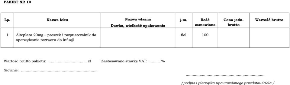 sporządzania roztworu do infuzji fiol