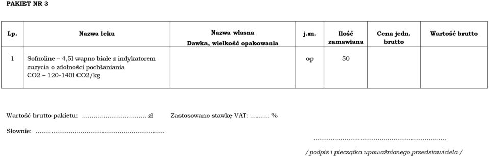 pochłaniania CO2 120-140l CO2/kg op 50