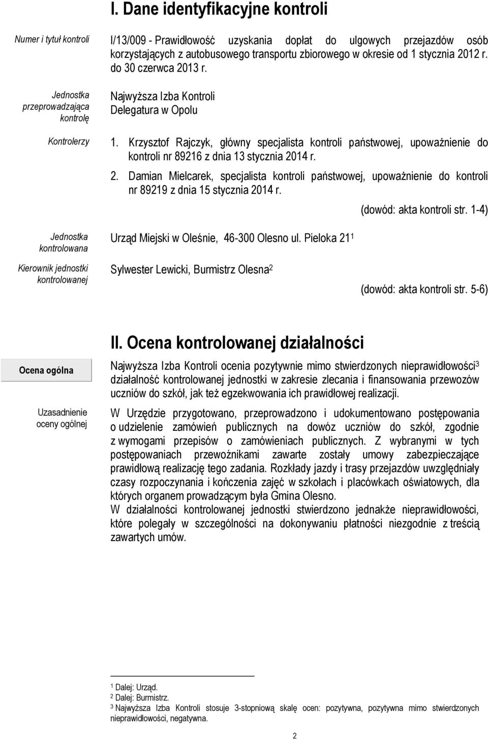 Krzysztof Rajczyk, główny specjalista kontroli państwowej, upoważnienie do kontroli nr 89216 z dnia 13 stycznia 20