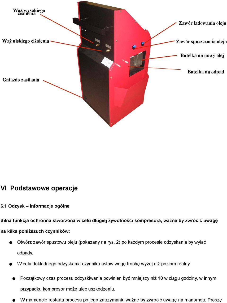 (pokazany na rys. 2) po każdym procesie odzyskania by wylać odpady.