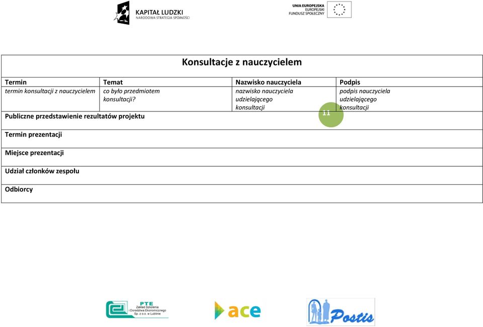 Publiczne przedstawienie rezultatów projektu Termin prezentacji Miejsce prezentacji