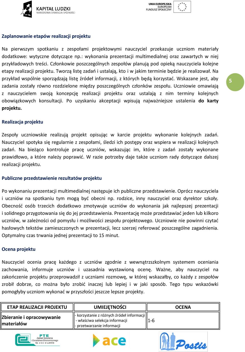 Tworzą listę zadań i ustalają, kto i w jakim terminie będzie je realizował. Na przykład wspólnie sporządzają listę źródeł informacji, z których będą korzystać.