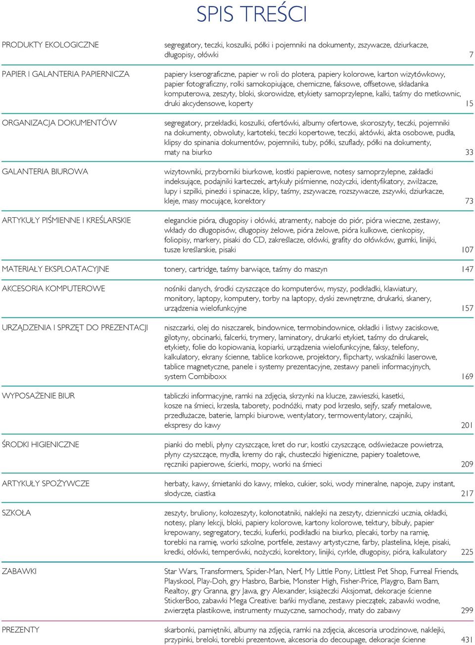 samoprzylepne, kalki, taśmy do metkownic, druki akcydensowe, koperty 15 Organizacja dokumentów Galanteria biurowa Artykuły piśmienne i kreślarskie Materiały eksploatacyjne Akcesoria komputerowe