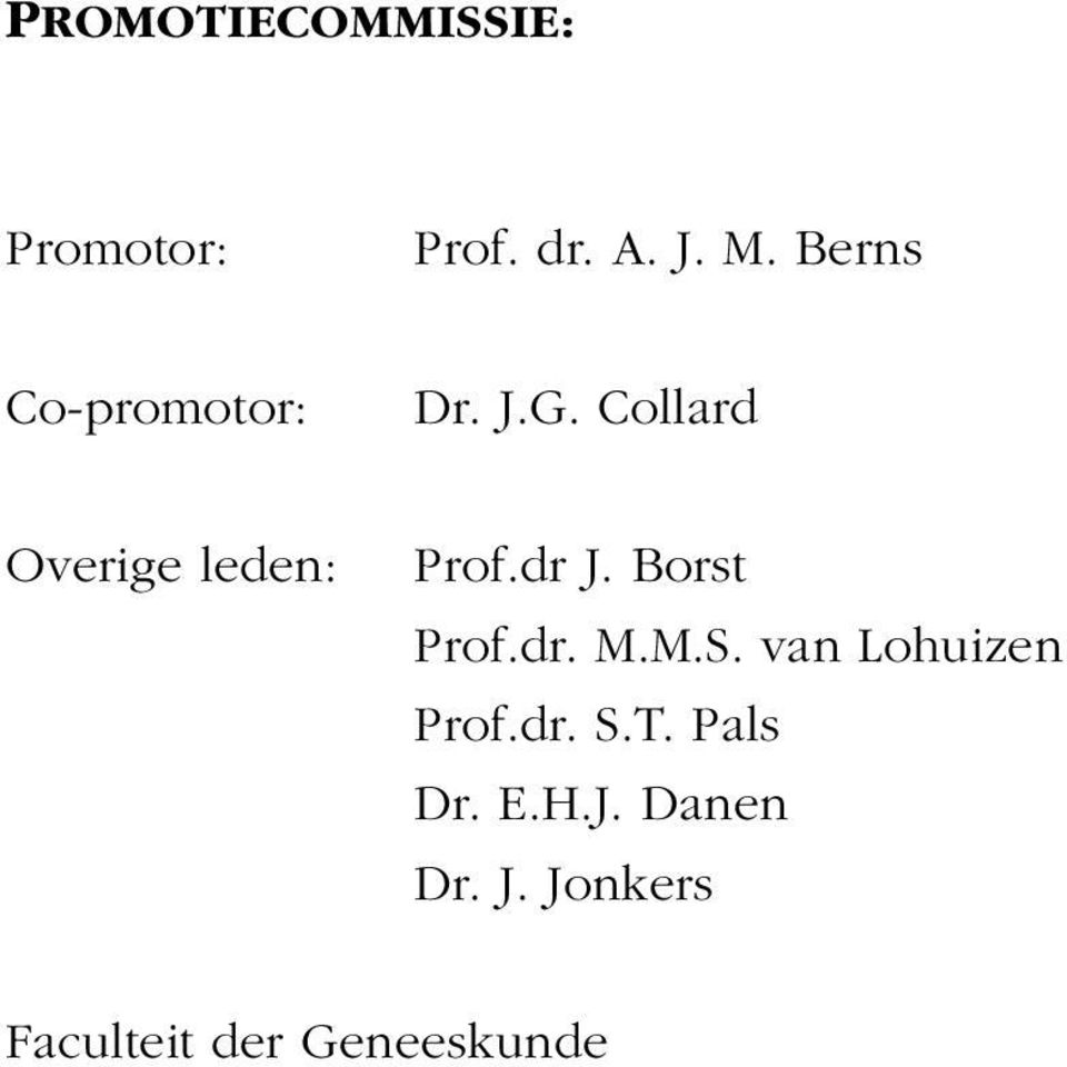 dr J. Borst Prof.dr. M.M.S. van Lohuizen Prof.dr. S.T.