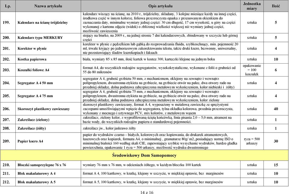 części: 30 cm długość, 7 cm wysokość, u góry na części wykonanej z kartonu zdjęcie (widok) o zbliżonej wielkości większej niż wy jednej części, możliwość zawieszenia stojący na biurko, na 2009 r.