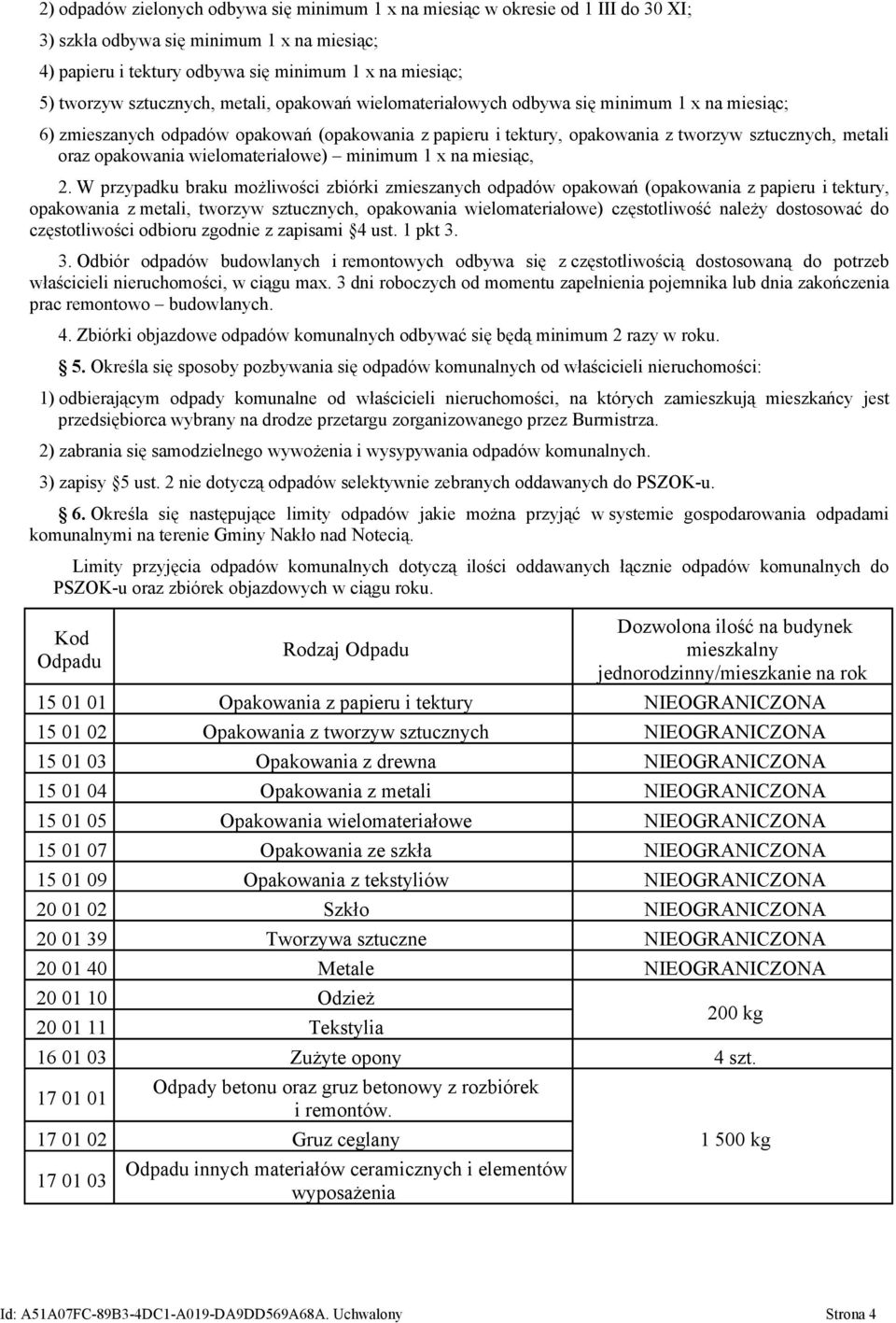 opakowania wielomateriałowe) minimum 1 x na miesiąc, 2.