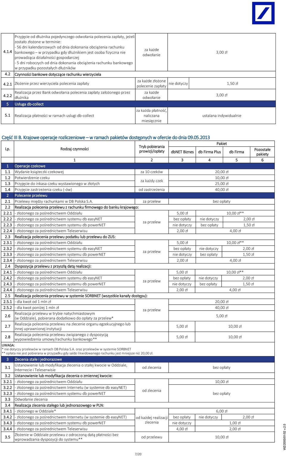 4.2 Czynno ci bankowe dotycz ce rachunku wierzyciela 4.2.1 Z o enie przez wierzyciela polecenia zap aty 4.2.2 Realizacja przez Bank odwo ania polecenia zap aty za o onego przez d u nika 5 Us uga db-collect 5.