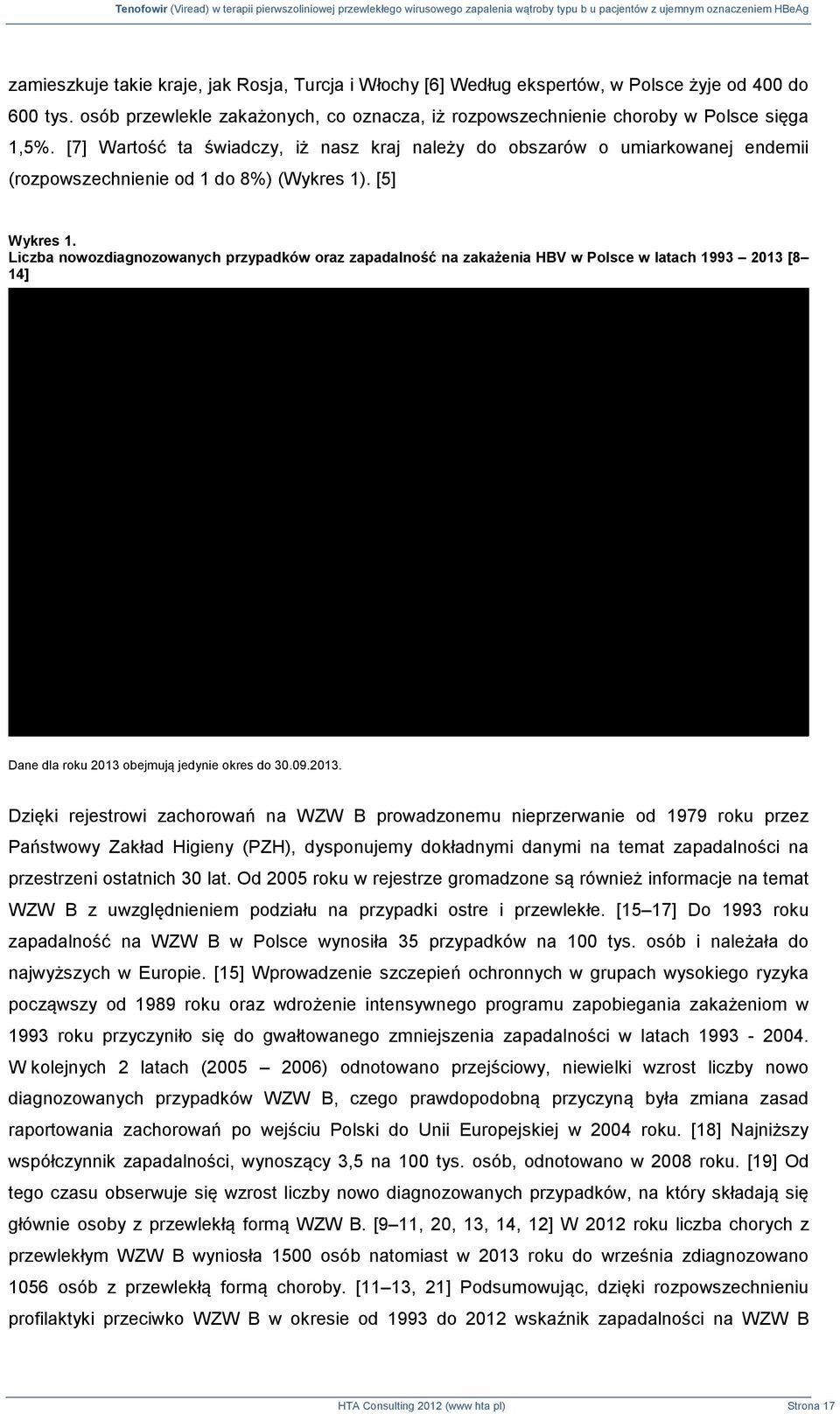 Liczba nowozdiagnozowanych przypadków oraz zapadalność na zakażenia HBV w Polsce w latach 1993 2013 