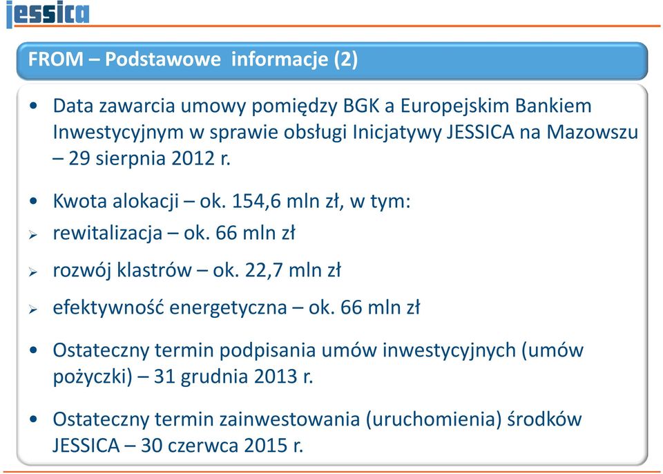 66 mln zł rozwój klastrów ok. 22,7 mln zł efektywność energetyczna ok.