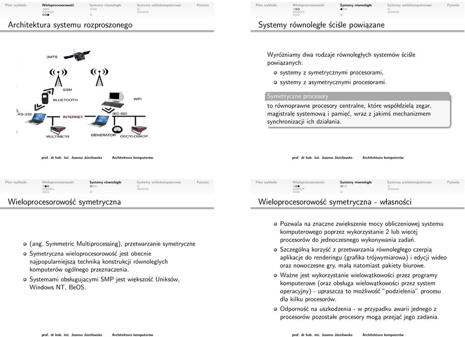 Wieloprocesorowość symetryczna Wieloprocesorowość symetryczna - w lasności (ang.